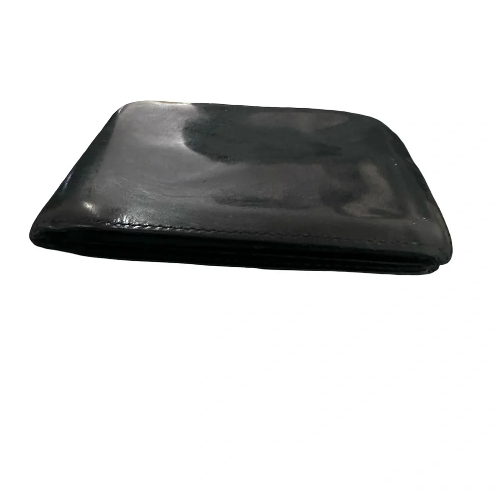 Lanvin Bi fold Card Cash Wallet Black Patent Leather